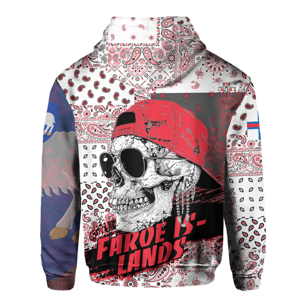 Faroe Islands Hoodie Paisley Flag And Skull Style 3