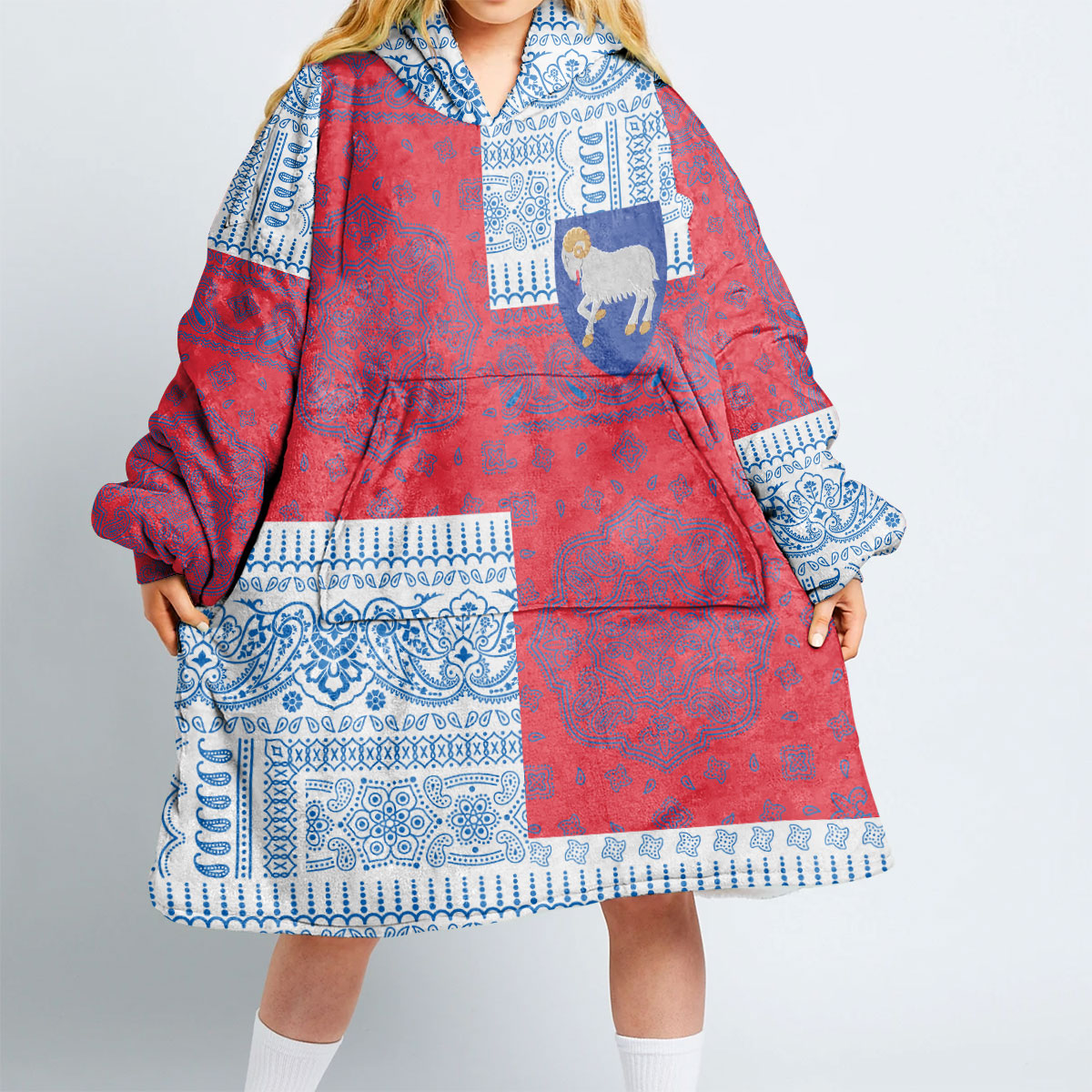 Faroe Islands Hoodie Blanket Flag And Paisley Basic Style 2