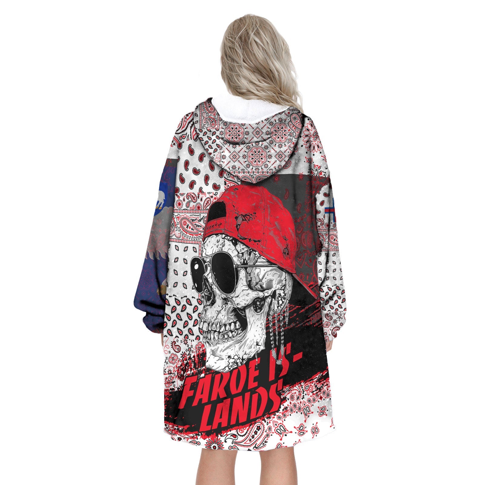 Faroe Islands Hoodie Blanket Paisley Flag And Skull Style 3