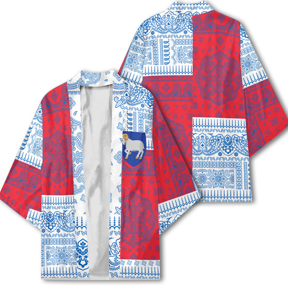 Faroe Islands Kimono Flag And Paisley Basic Style 1