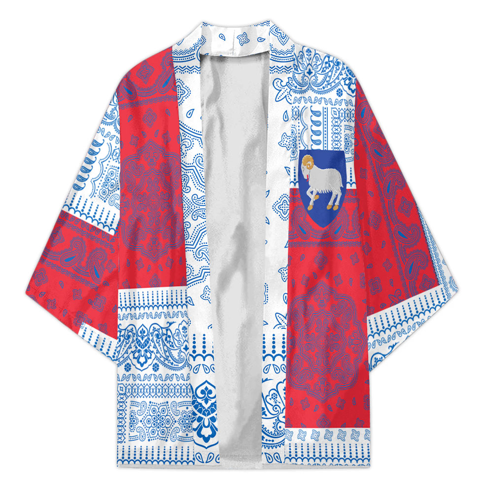 Faroe Islands Kimono Flag And Paisley Basic Style 2