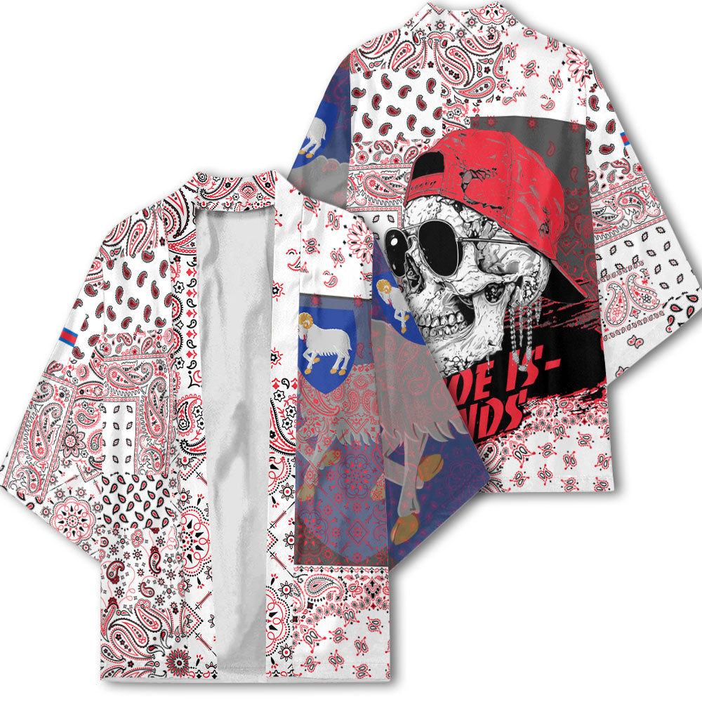 Faroe Islands Kimono Paisley Flag And Skull Style 2