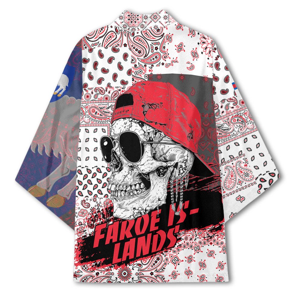 Faroe Islands Kimono Paisley Flag And Skull Style 3