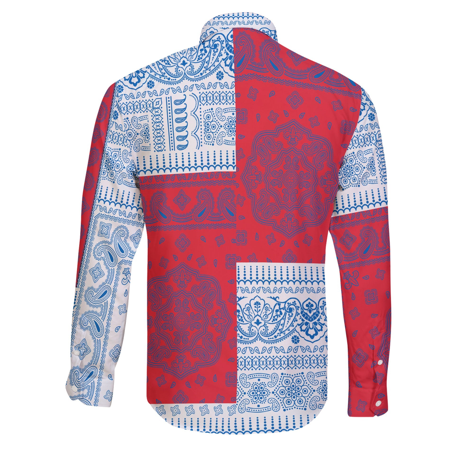 Faroe Islands Long Sleeve Button Shirt Flag And Paisley Basic Style 2