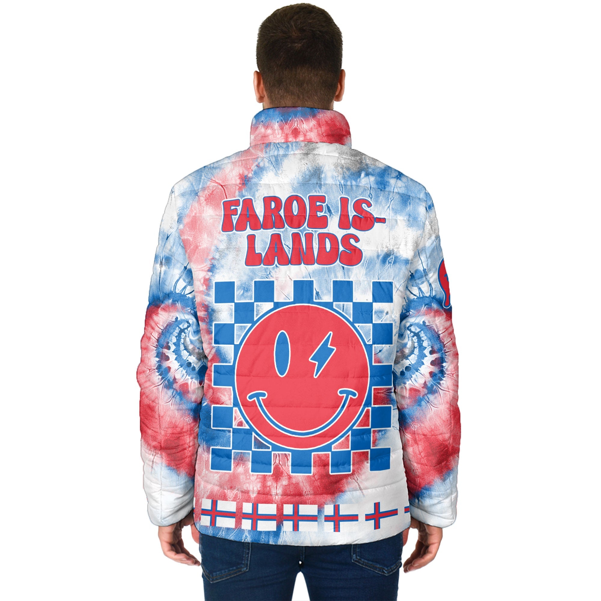 Faroe Islands Men Padded Jacket Custom Tie Dye Style 2