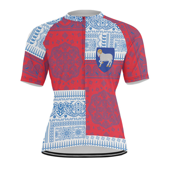 Faroe Islands Men Cycling Jersey Flag And Paisley Basic Style 1