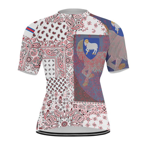 Faroe Islands Men Cycling Jersey Paisley Flag And Skull Style 1