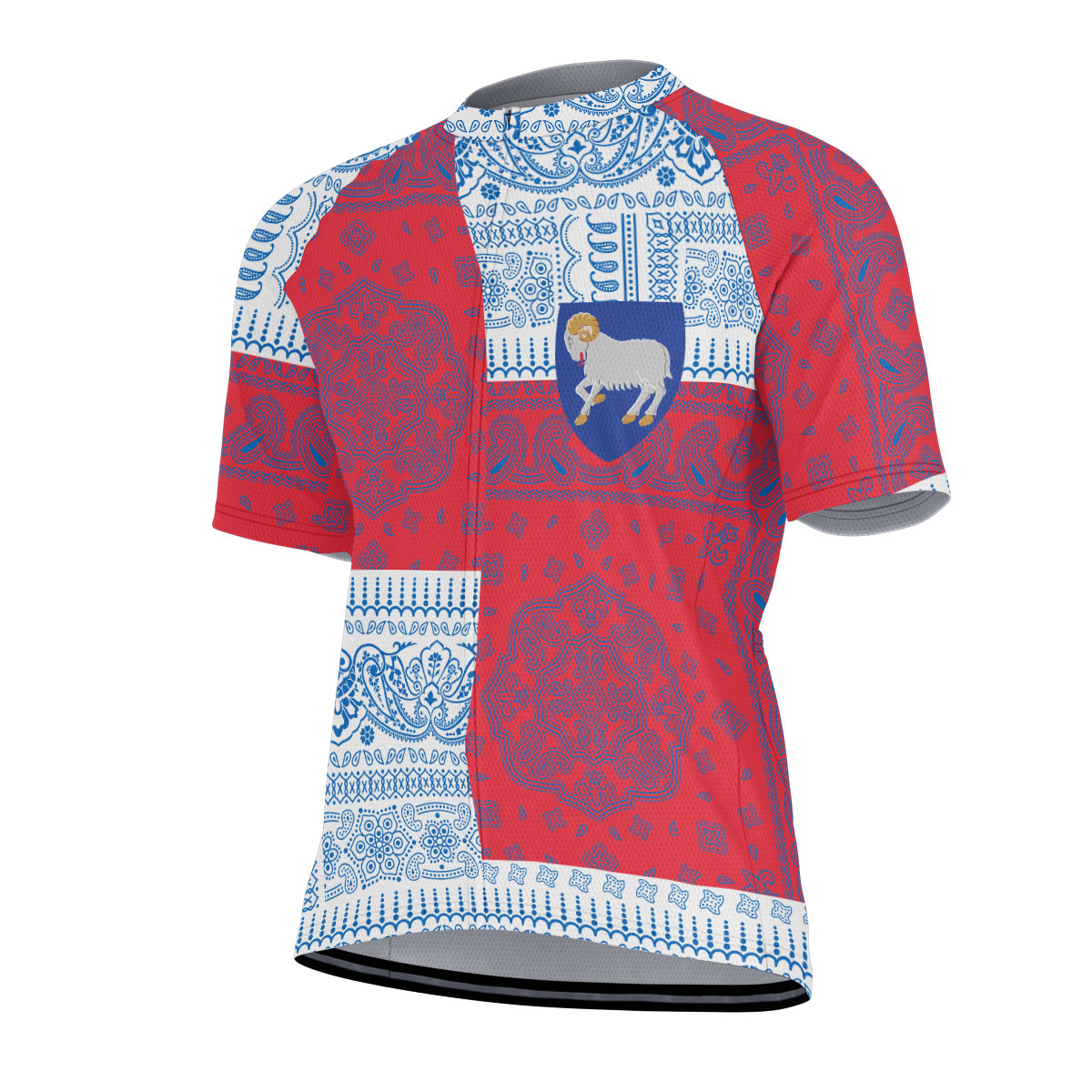 Faroe Islands Men Cycling Jersey Flag And Paisley Basic Style 2