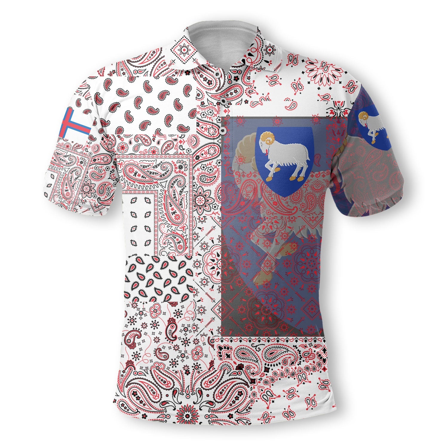 Faroe Islands Polo Shirt Paisley Flag And Skull Style 2