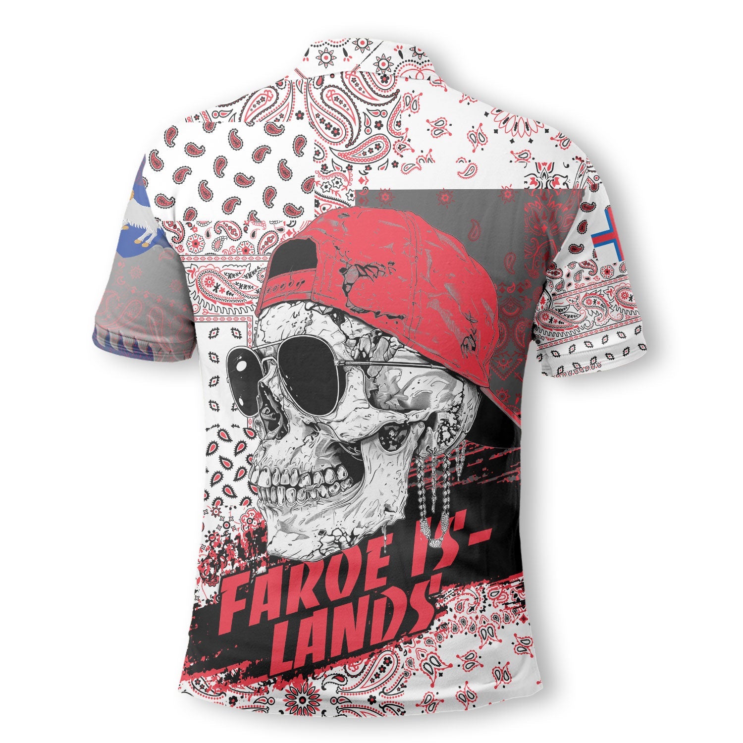 Faroe Islands Polo Shirt Paisley Flag And Skull Style 3