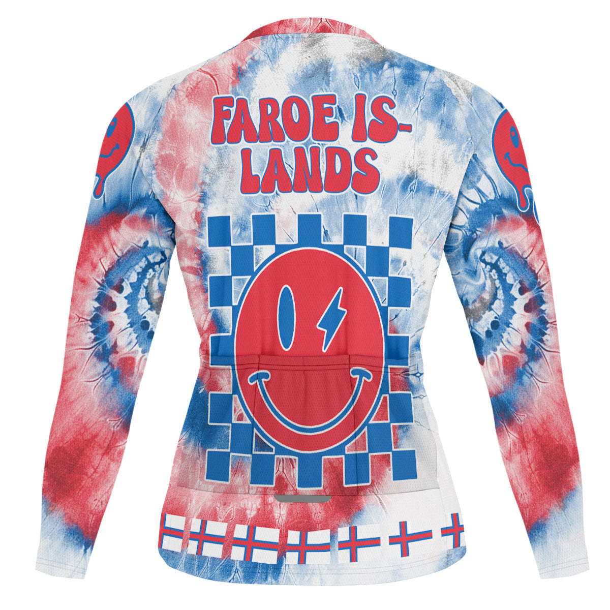 Faroe Islands Raglan Men Cycling Jersey Long Sleeve Custom Tie Dye Style 1