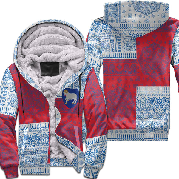 Faroe Islands Sherpa Hoodie Flag And Paisley Basic Style 1