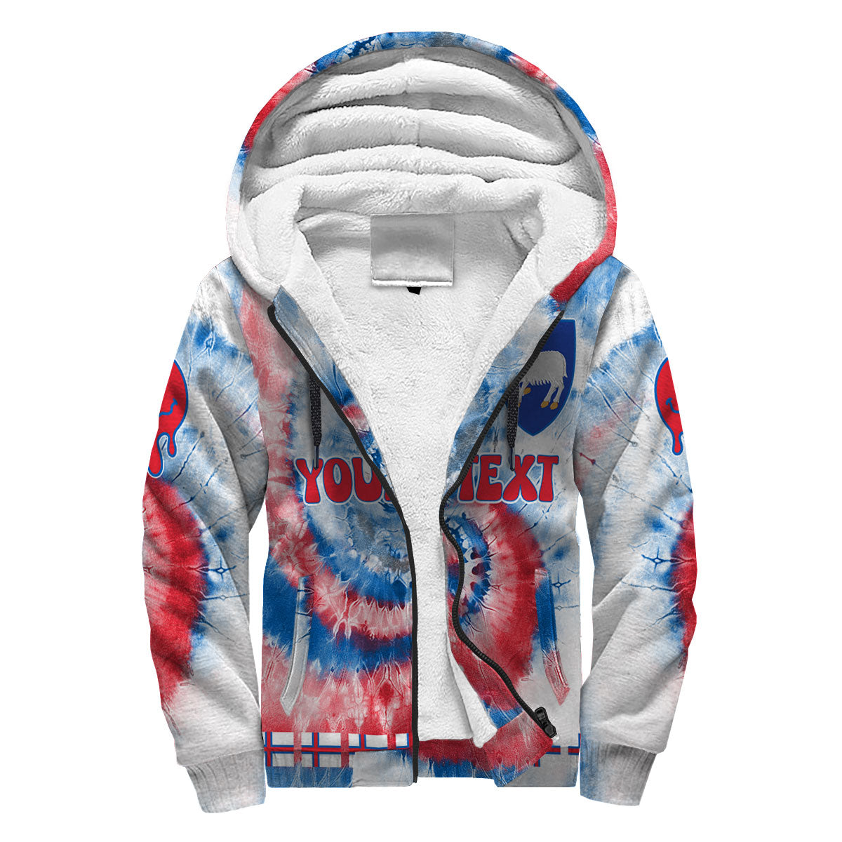 Faroe Islands Sherpa Hoodie Custom Tie Dye Style 3