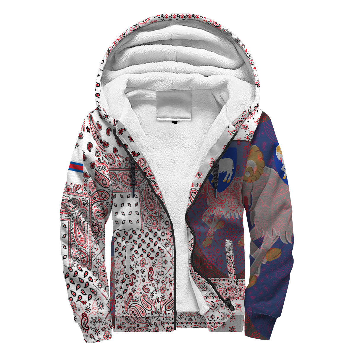 Faroe Islands Sherpa Hoodie Paisley Flag And Skull Style 3