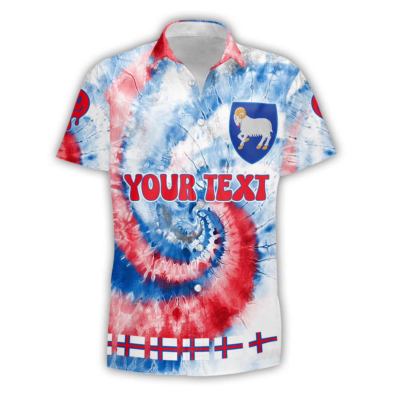 Faroe Islands Short Sleeve Shirt Custom Tie Dye Style 1