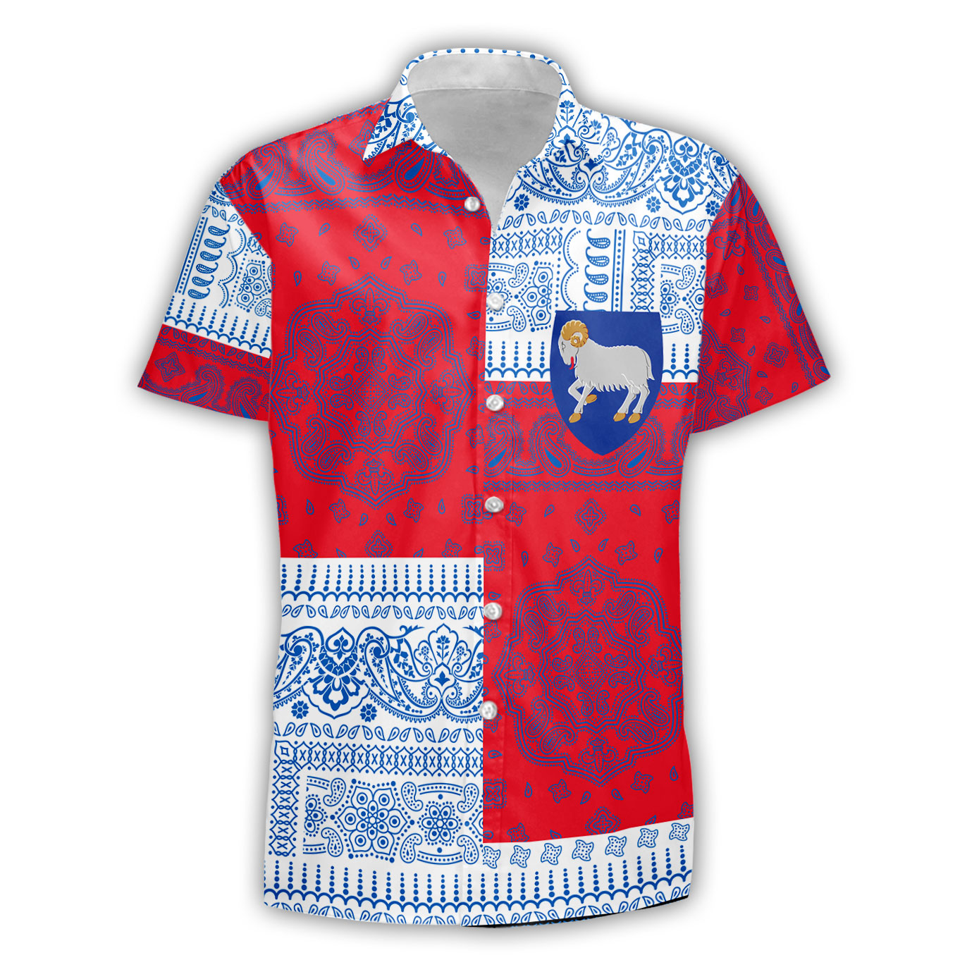 Faroe Islands Short Sleeve Shirt Flag And Paisley Basic Style 2