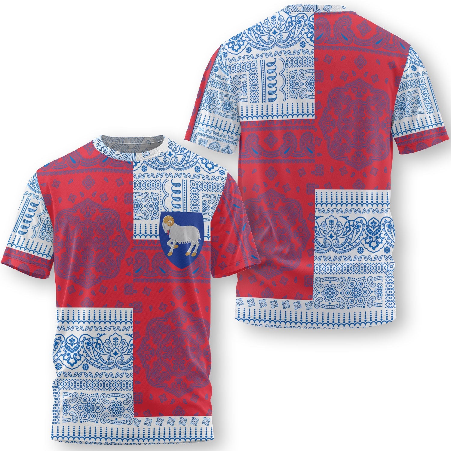 Faroe Islands T Shirt Flag And Paisley Basic Style 1