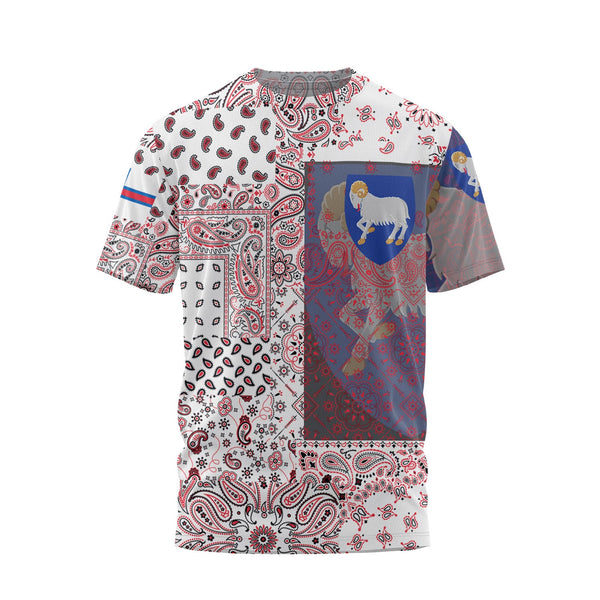 Faroe Islands T Shirt Paisley Flag And Skull Style 1