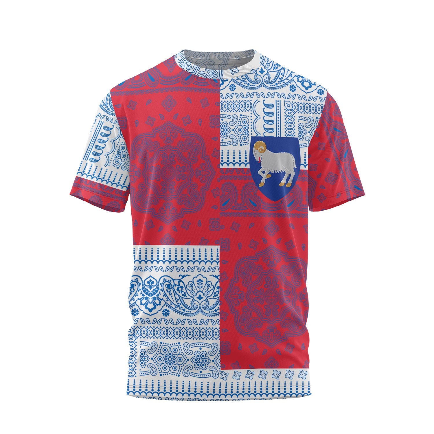 Faroe Islands T Shirt Flag And Paisley Basic Style 2