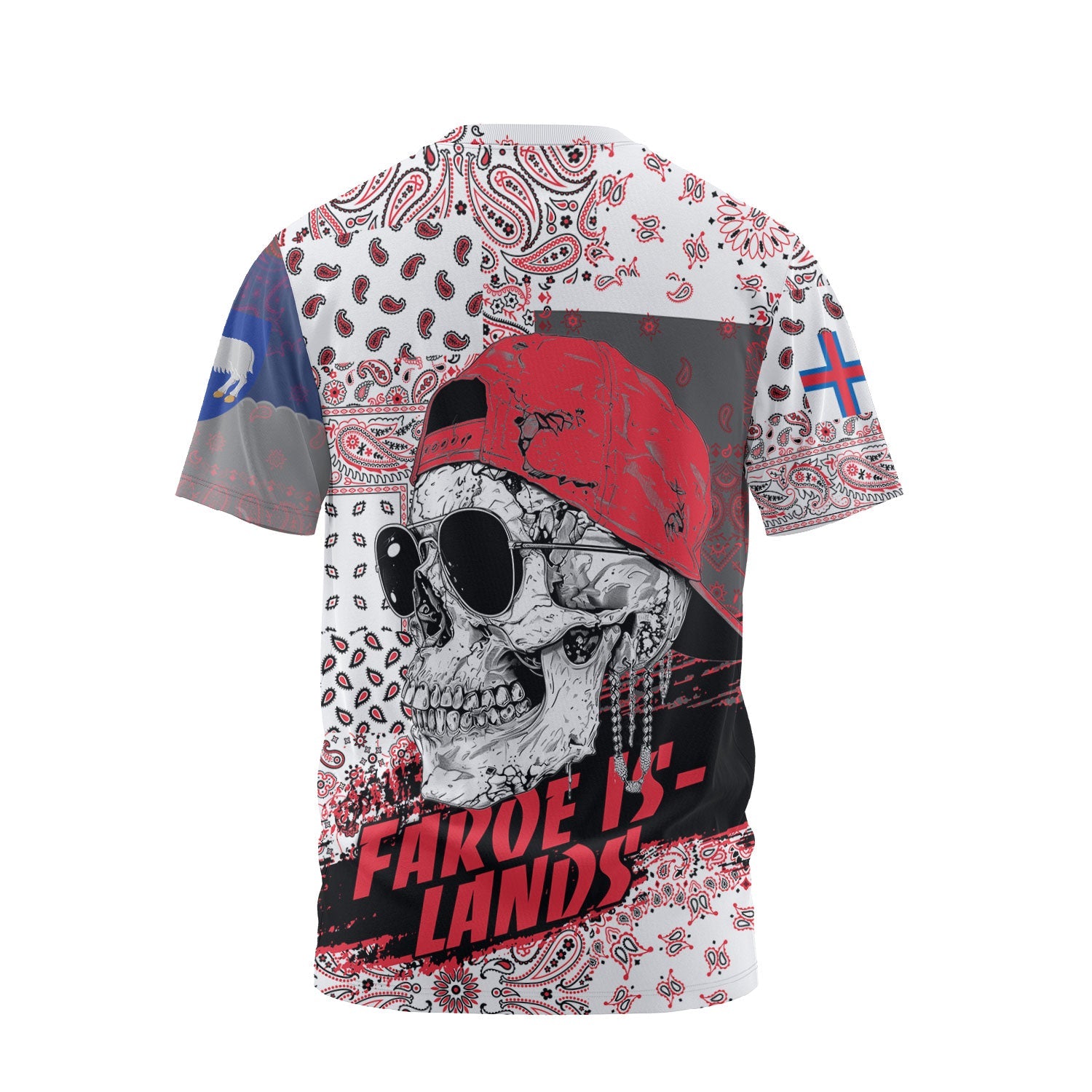 Faroe Islands T Shirt Paisley Flag And Skull Style 2