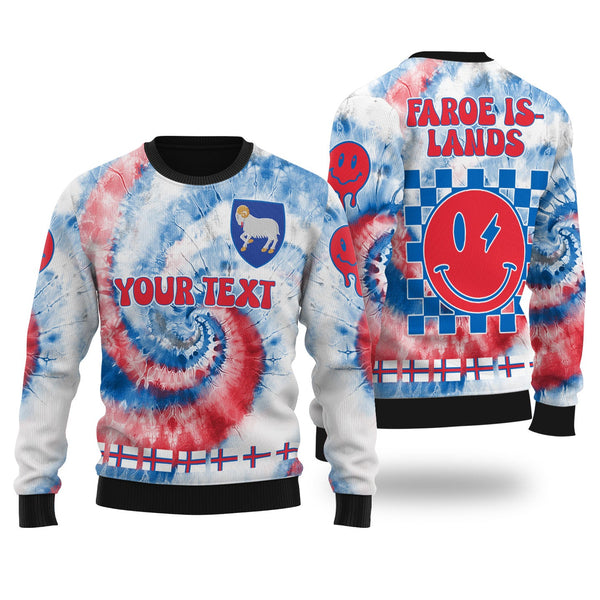 Faroe Islands Ugly Sweater Custom Tie Dye Style 1