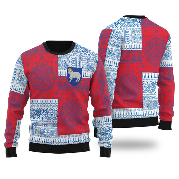 Faroe Islands Ugly Sweater Flag And Paisley Basic Style 1