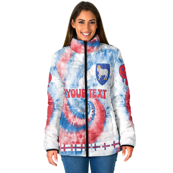 Faroe Islands Women Padded Jacket Custom Tie Dye Style 1