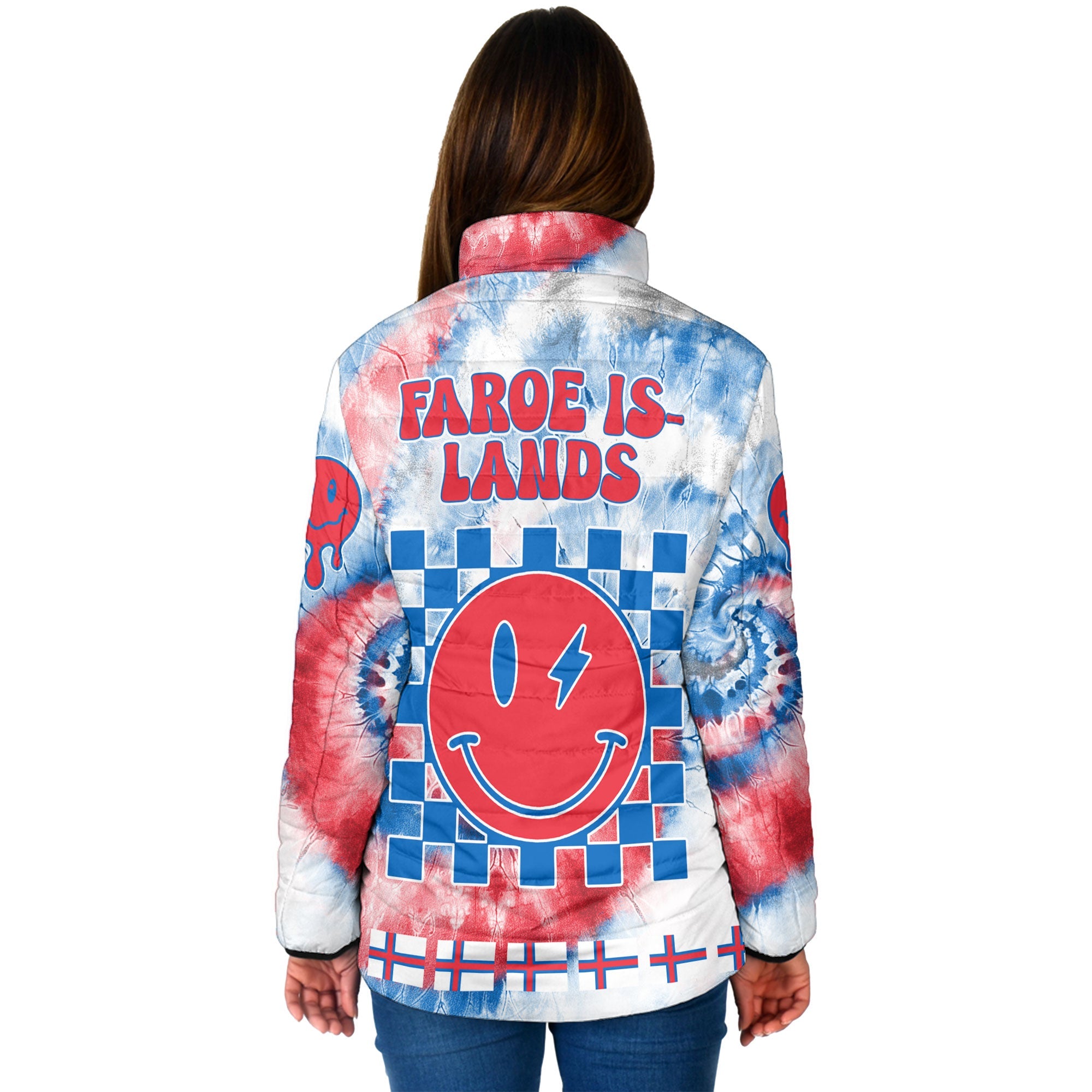 Faroe Islands Women Padded Jacket Custom Tie Dye Style 2