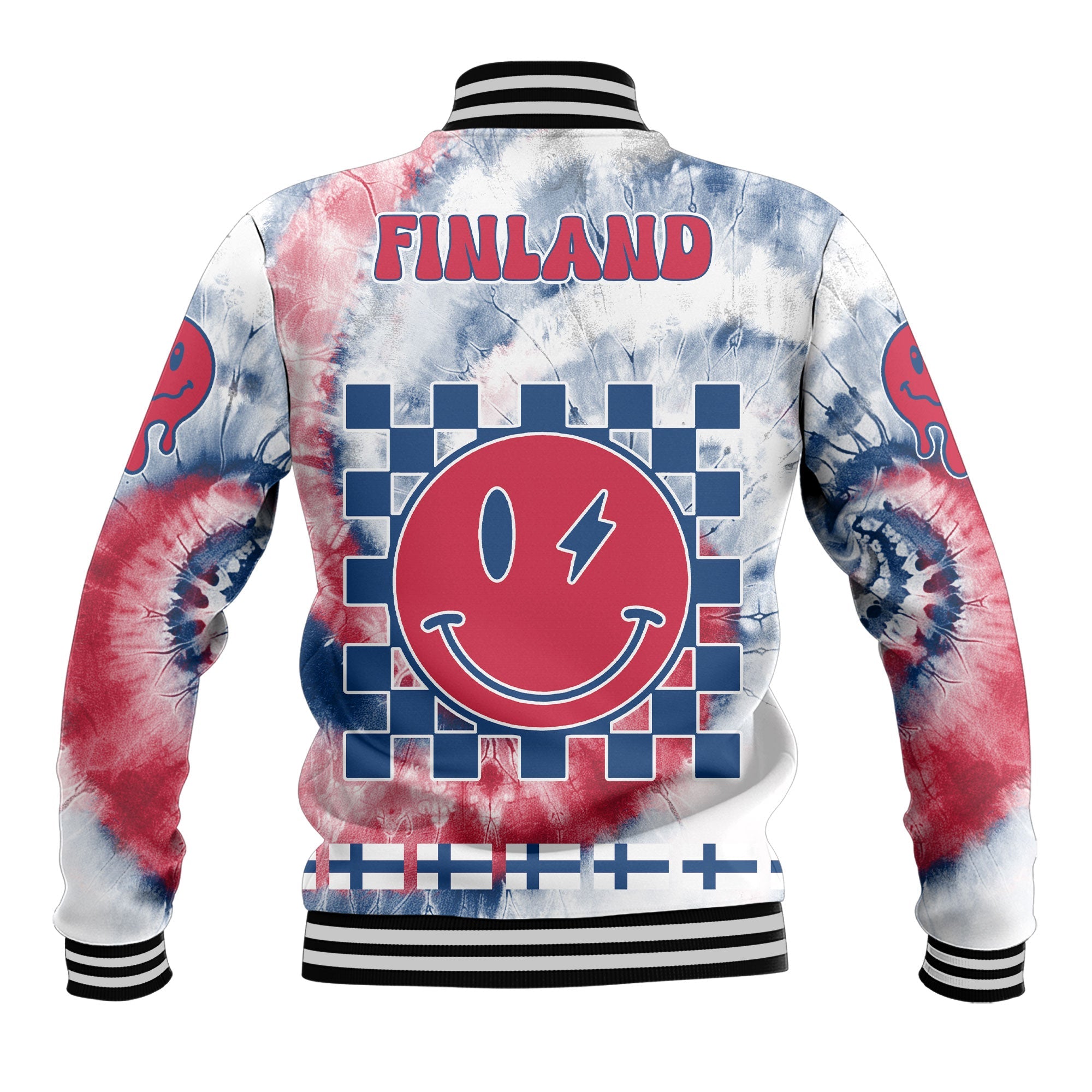 Finland Baseball Jacket Custom Tie Dye Style 3