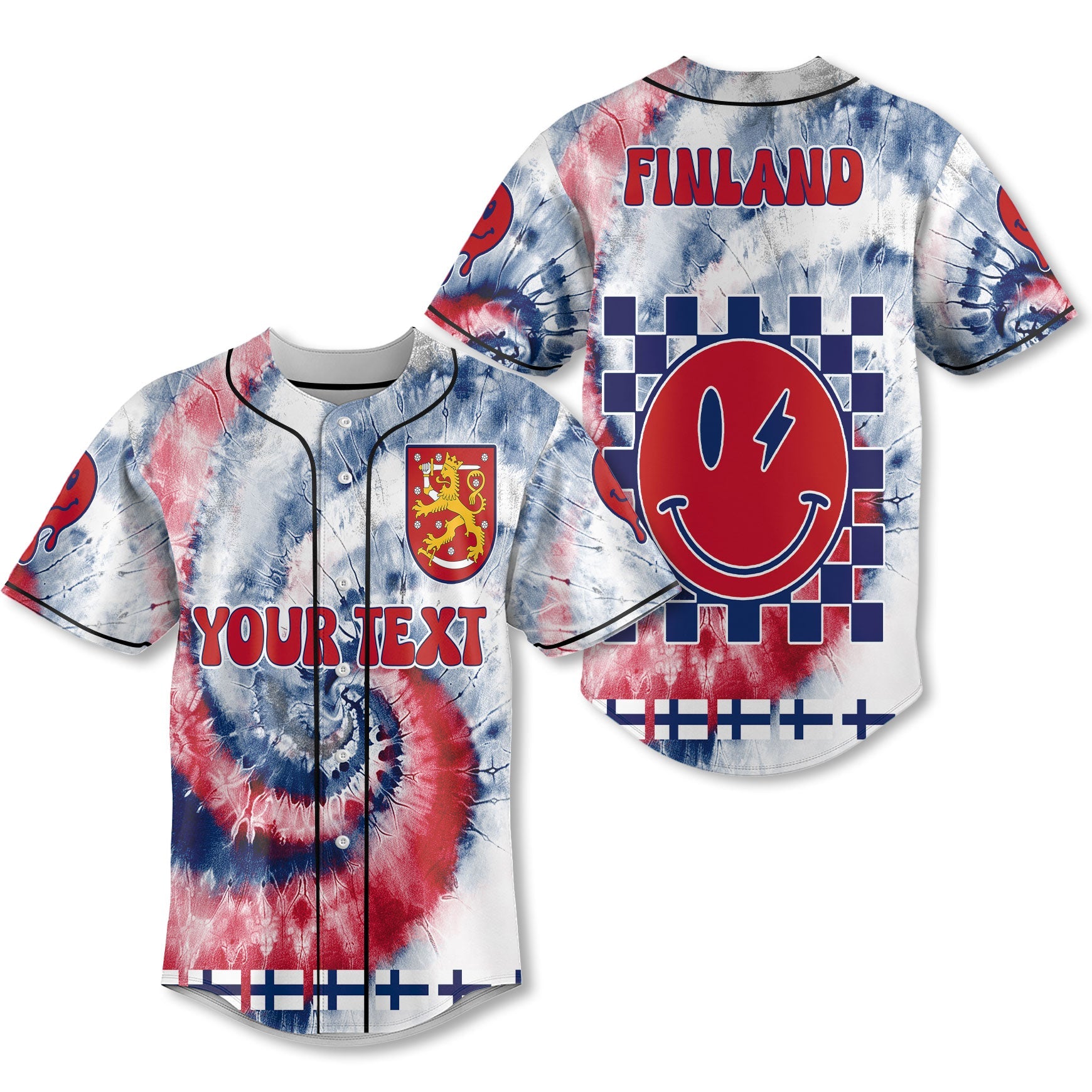 Finland Baseball Jersey Custom Tie Dye Style 1