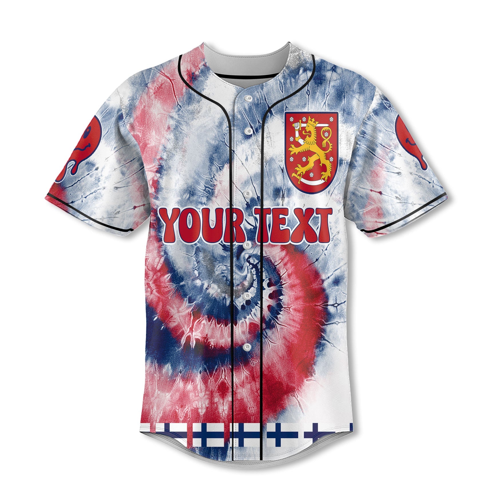 Finland Baseball Jersey Custom Tie Dye Style 2