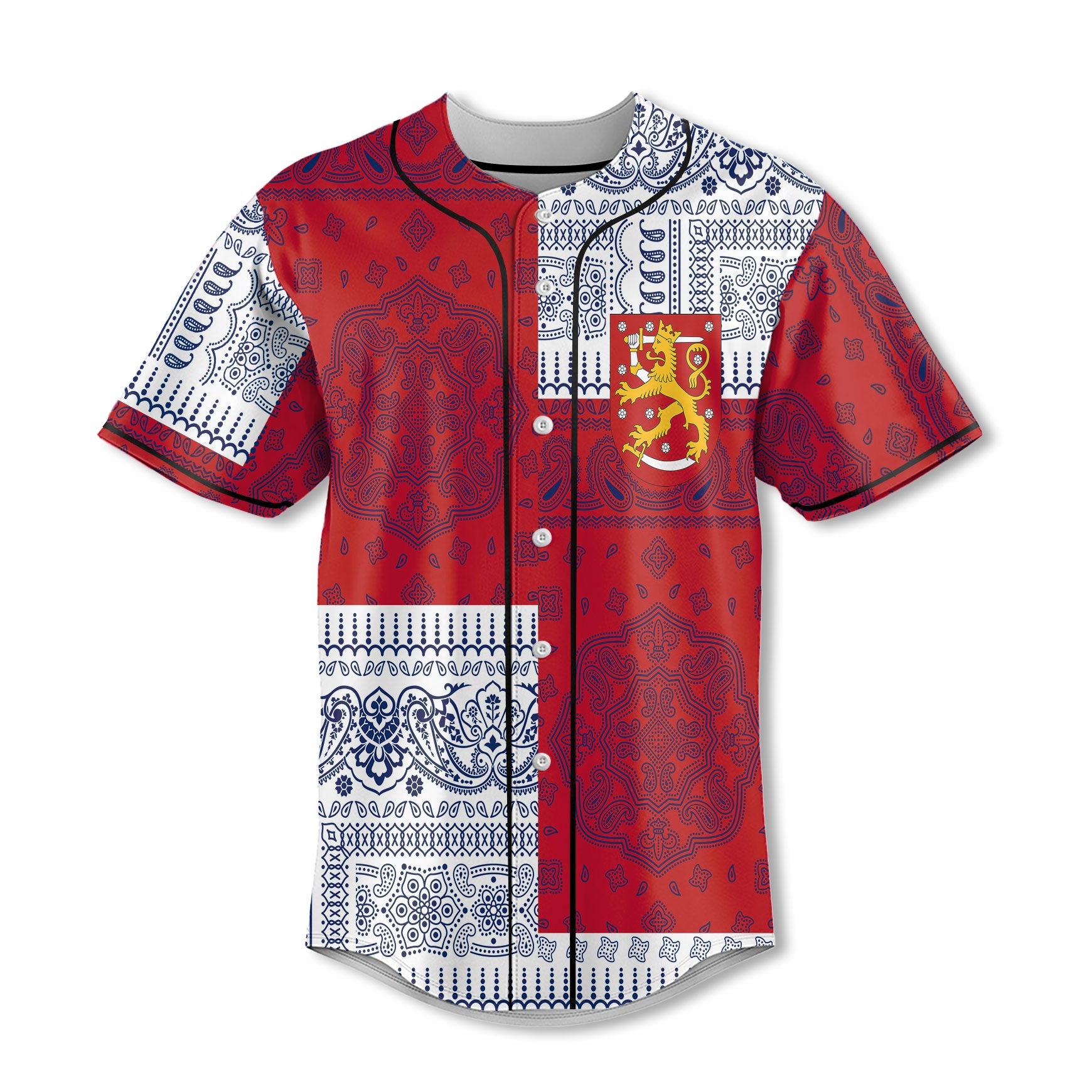 Finland Baseball Jersey Flag And Paisley Basic Style 2