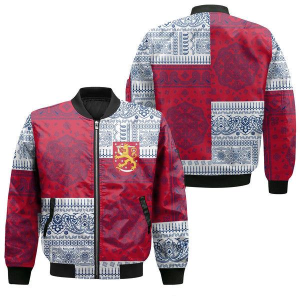 Finland Bomber Jacket Flag And Paisley Basic Style 1