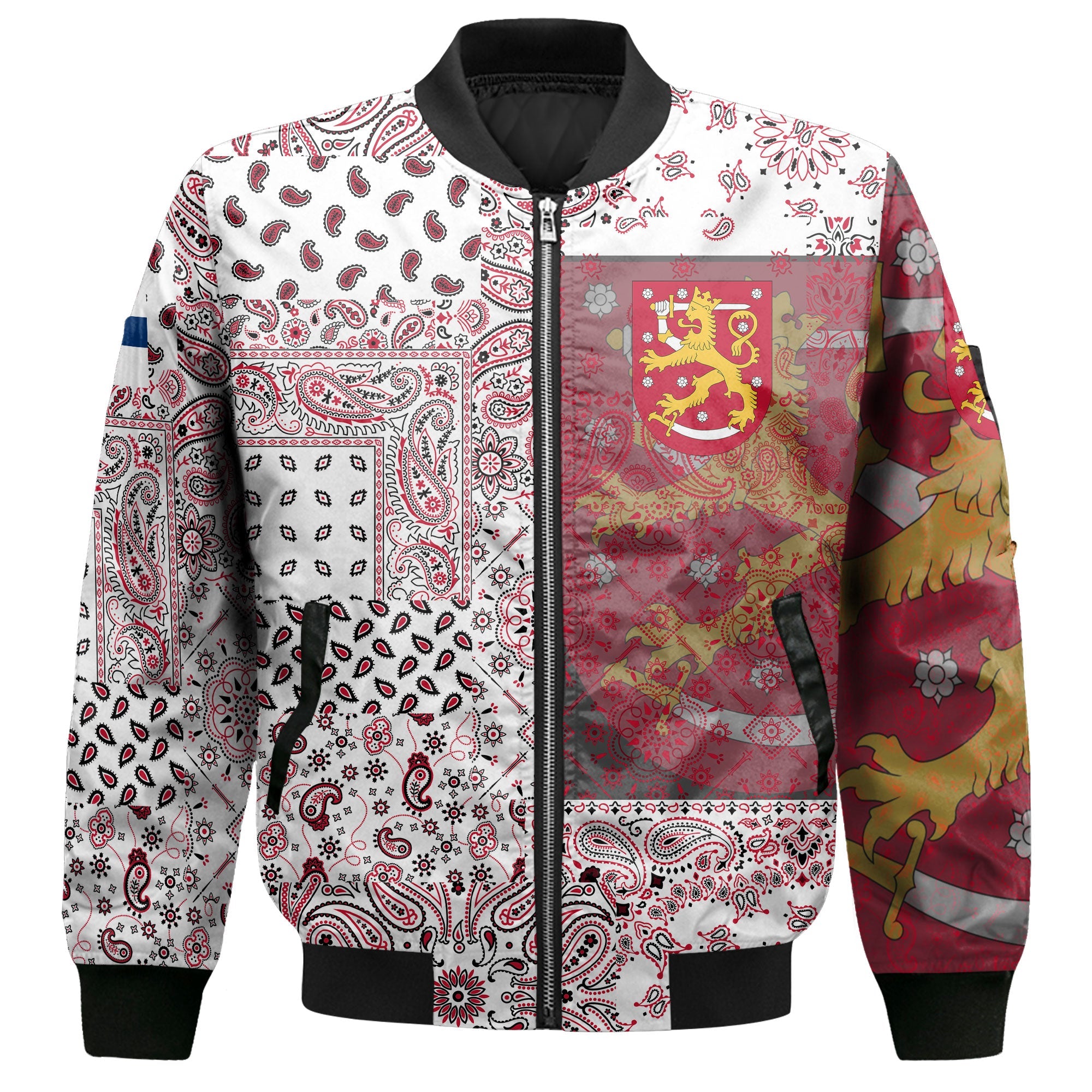 Finland Bomber Jacket Paisley Flag And Skull Style 2