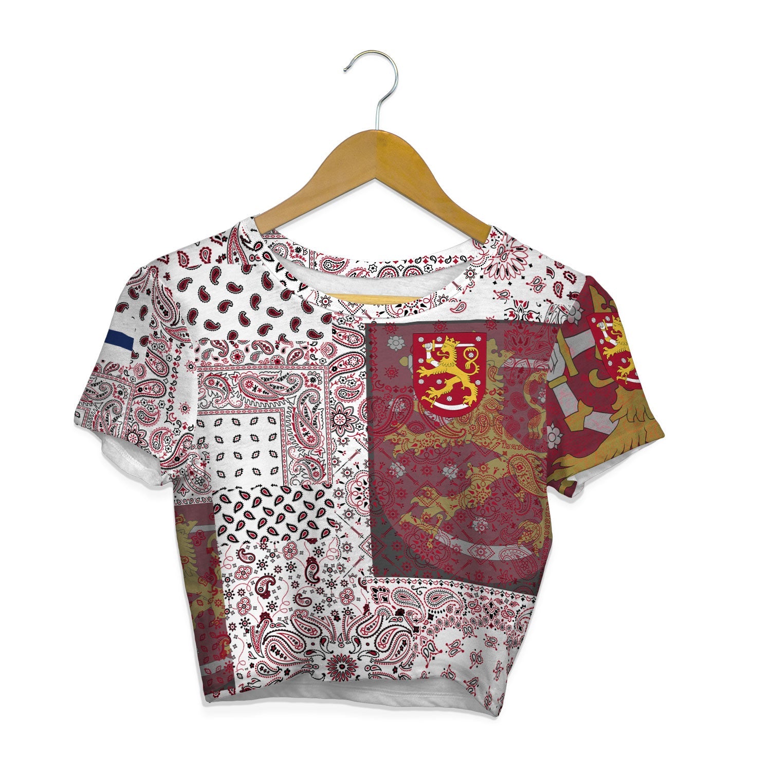 Finland Croptop T Shirt Paisley Flag And Skull Style 1