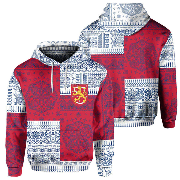 Finland Hoodie Flag And Paisley Basic Style 1