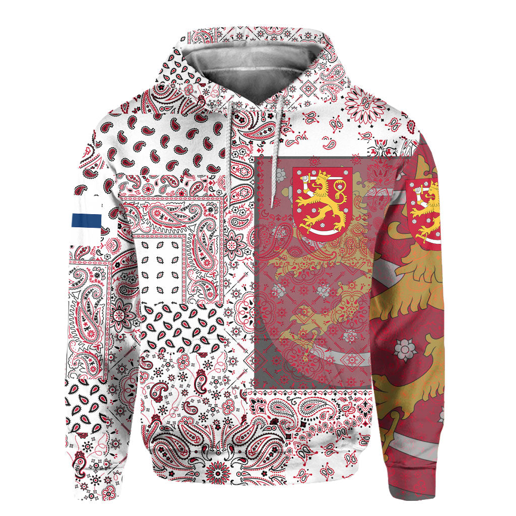 Finland Hoodie Paisley Flag And Skull Style 2