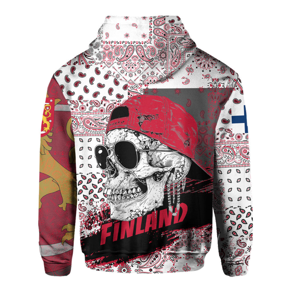 Finland Hoodie Paisley Flag And Skull Style 3