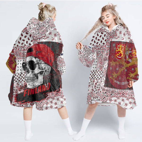 Finland Hoodie Blanket Paisley Flag And Skull Style 1