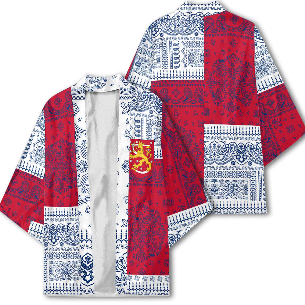 Finland Kimono Flag And Paisley Basic Style 1