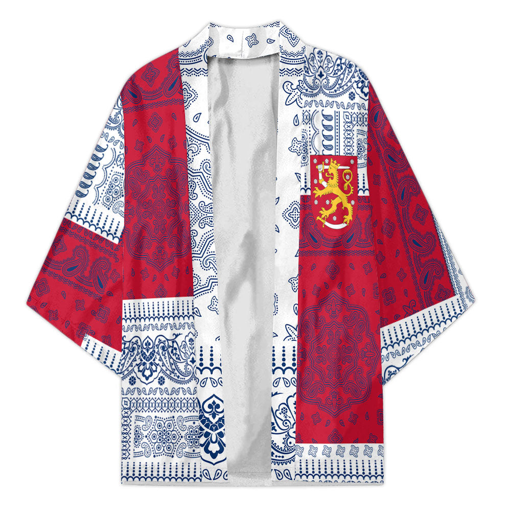 Finland Kimono Flag And Paisley Basic Style 2