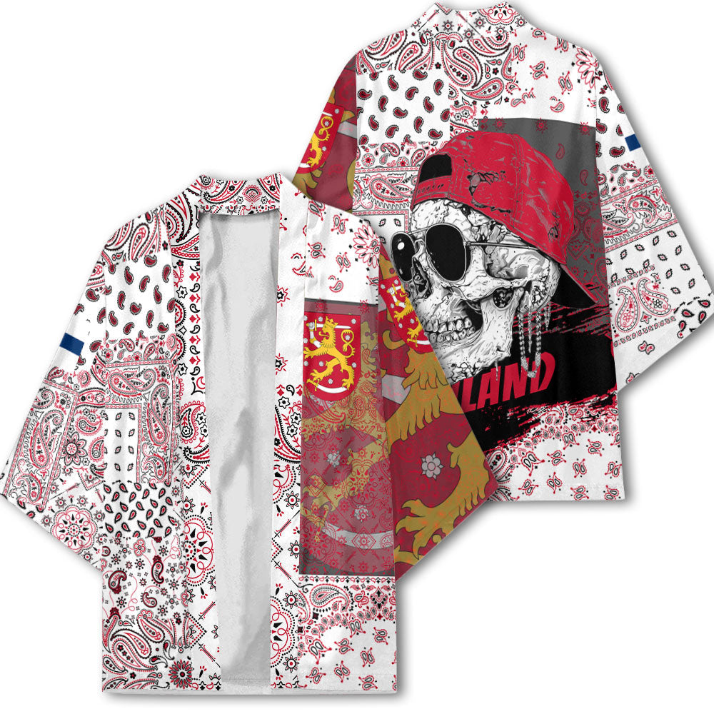 Finland Kimono Paisley Flag And Skull Style 2