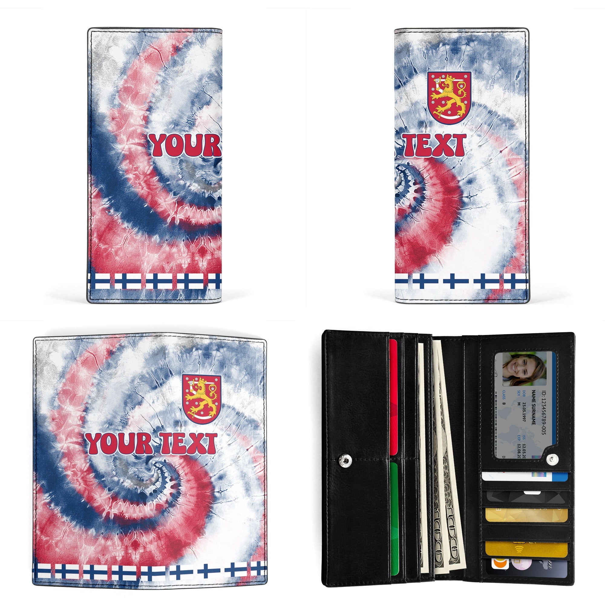 Finland Leather Wallet Custom Tie Dye Style 3