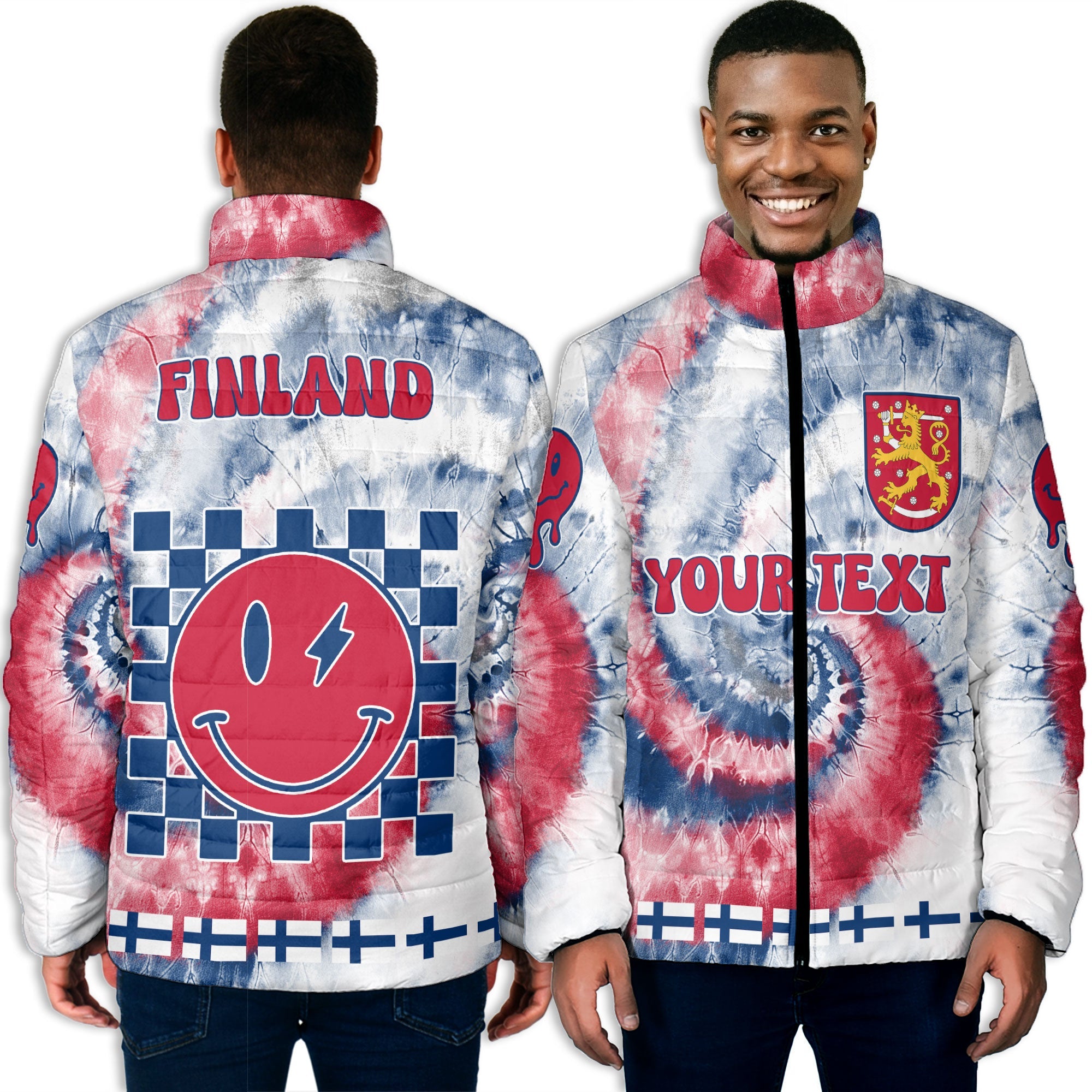 Finland Men Padded Jacket Custom Tie Dye Style 3