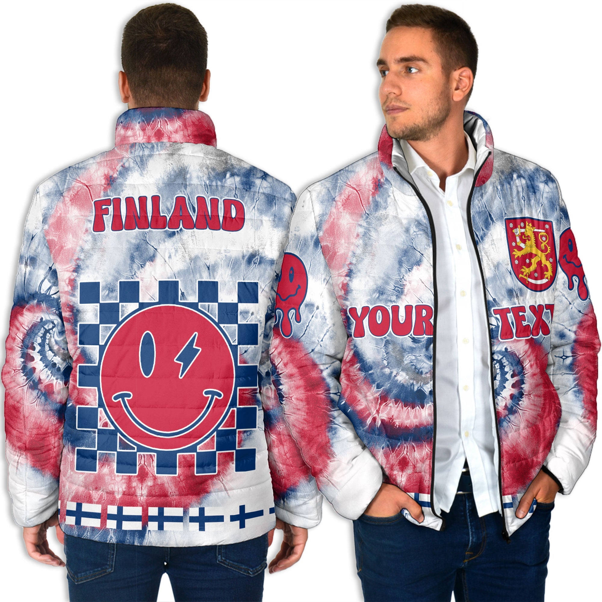 Finland Men Padded Jacket Custom Tie Dye Style 4