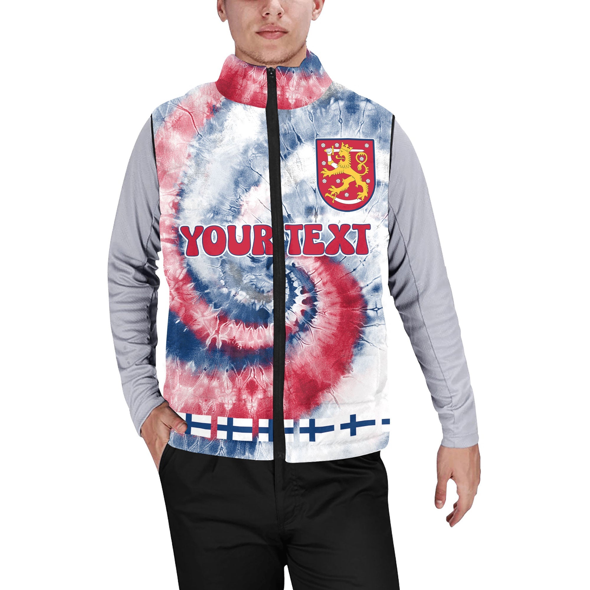 Finland Men Padded Jacket Vest Custom Tie Dye Style 1