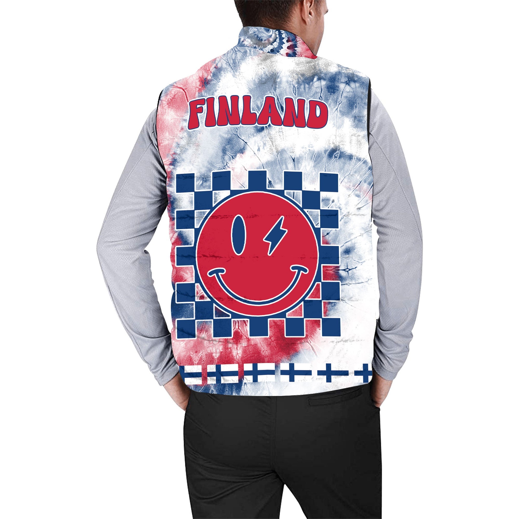 Finland Men Padded Jacket Vest Custom Tie Dye Style 2