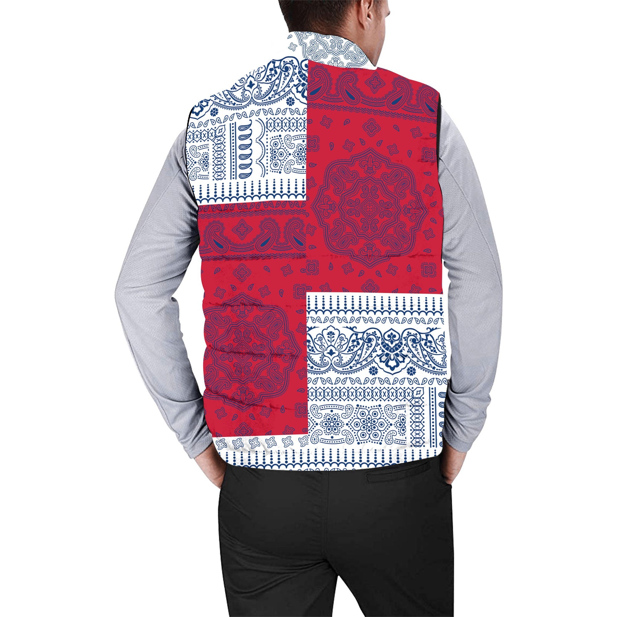 Finland Men Padded Jacket Vest Flag And Paisley Basic Style 2