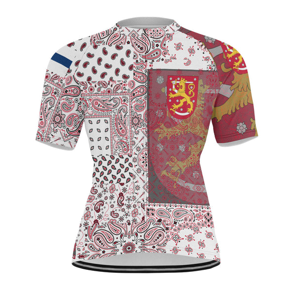 Finland Men Cycling Jersey Paisley Flag And Skull Style 1