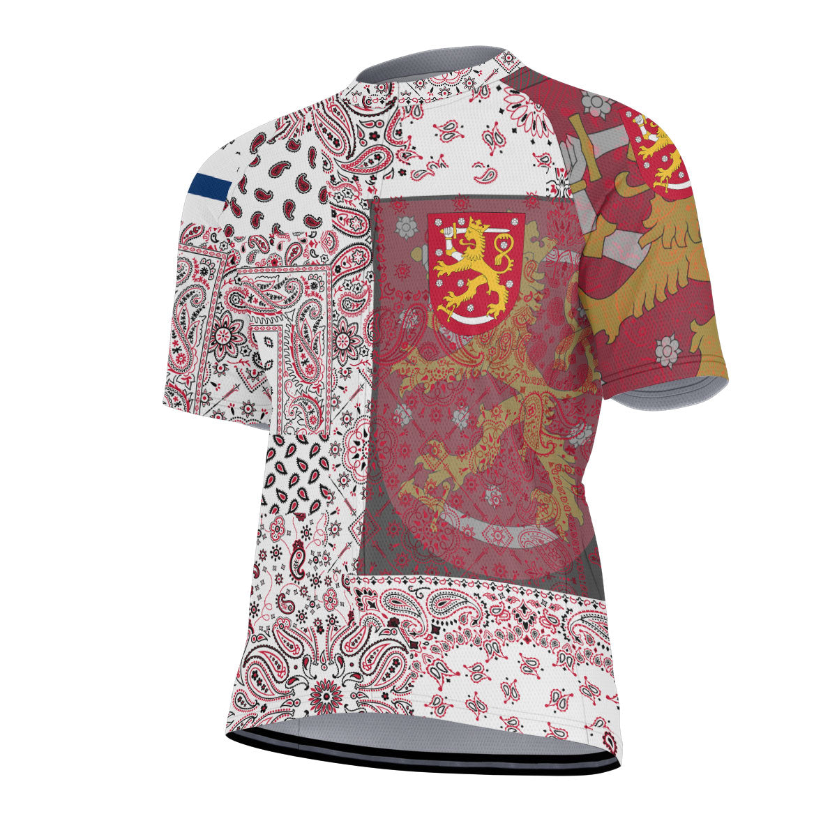 Finland Men Cycling Jersey Paisley Flag And Skull Style 2